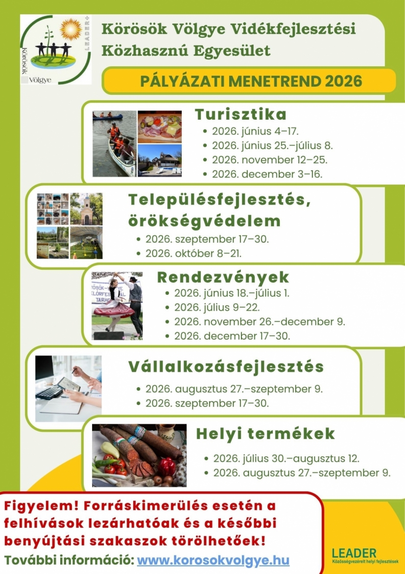 PÁLYÁZATI MENETREND 2026